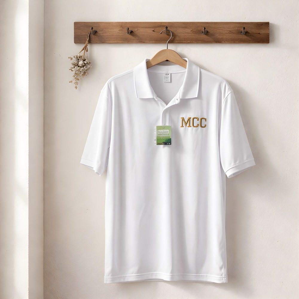BAW Polo Shirt Men XL White NEW MCC Embroidered Eco Cool-Tek Recycled Polyester